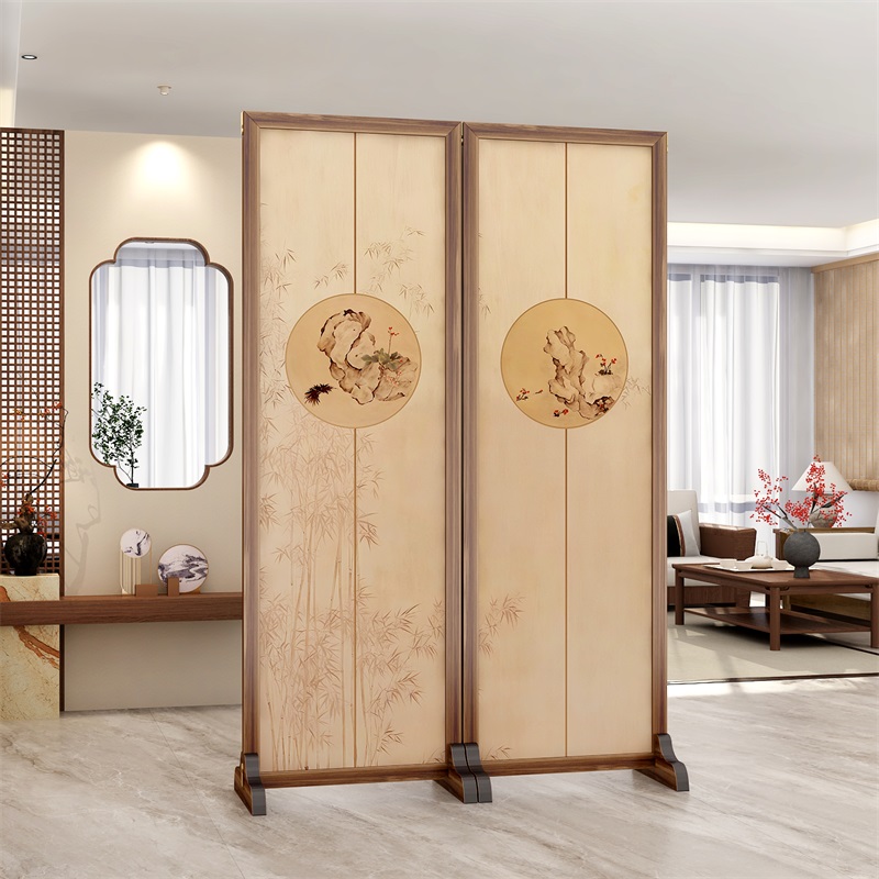 入户正对门小屏风中式进门玄关