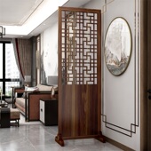 新中式 屏风隔断客厅折叠移动实木中国风入户卧室镂空屏障分割神器
