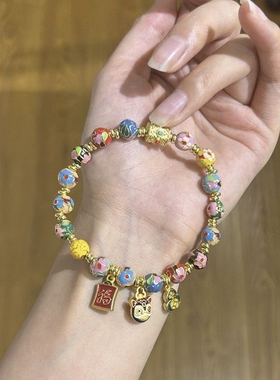 热销厦门海南普陀景泰蓝珐琅葫芦醒狮珠手链香灰瓷琉璃金箔手链