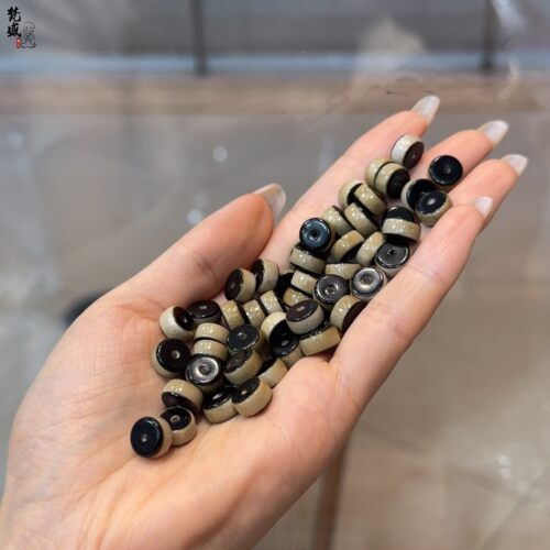 藏式回流老黄牙天珠药片隔片