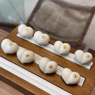 天然象牙果爱心镶嵌14k金标文玩佛珠手串项链串珠库克屁桃配饰