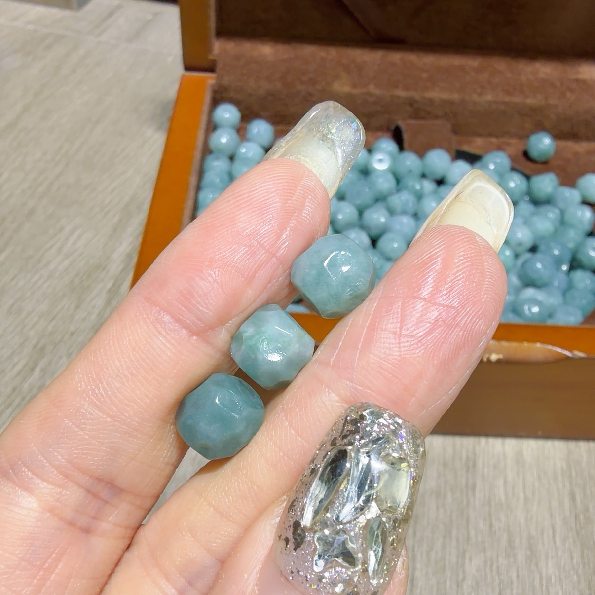 8mm翡翠雕刻无相配件DIY手工文玩佛珠项链手串配珠隔珠配饰散珠