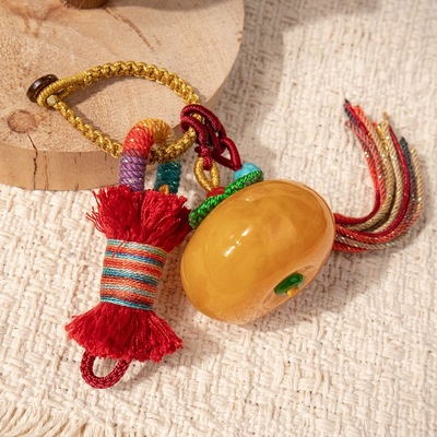 二代蜜蜡柿柿如意配饰DIY手工串珠编织包包万能流苏饰品挂件百搭