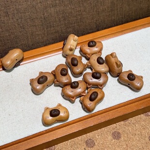 新桃木咖啡豆卡皮巴拉小熊配件DIY时尚文玩手串项链中间隔小配饰