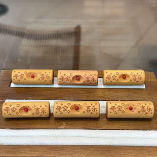 黄金檀雕刻二饼墩子手工编织文玩屁桃猴头手持佛珠手串配饰配件