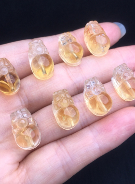 天然黄水晶貔貅配饰配件