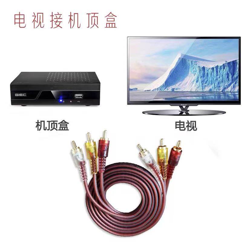 音视频AV线投影仪DVD电视机顶盒连接线红白黄3色插头三对三莲花线