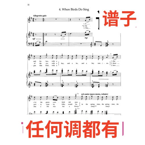 原件G When Birds Do Sing 4伴奏谱正谱声乐
