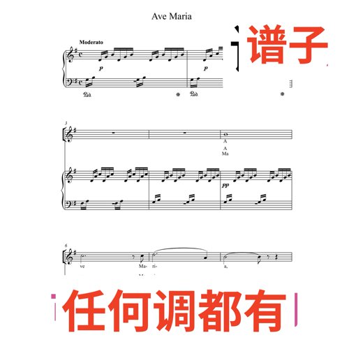 小提琴伴奏 古诺 圣母颂 Ave Maria 6G伴奏谱正谱声乐