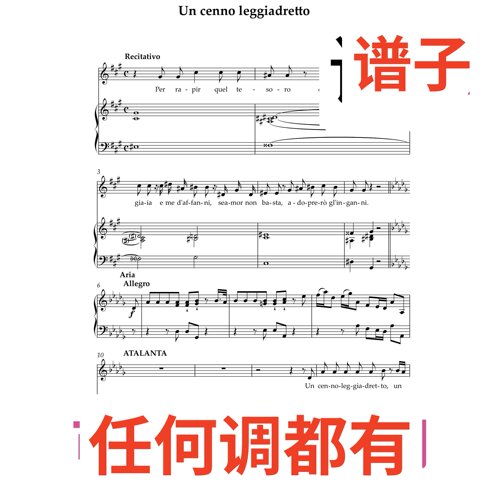 Un cenno leggiadretto 4bD伴奏谱正谱声乐