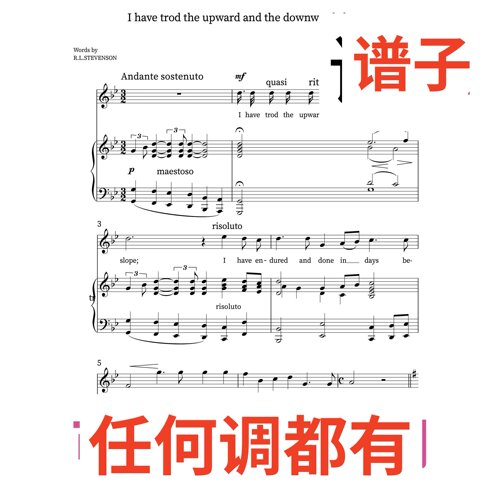 原调bB3 I have trod the upward and the downwar伴奏谱正谱声乐
