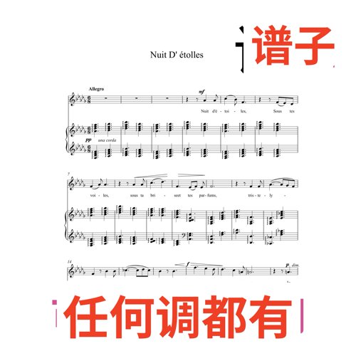 bD5 Nuit d’étoiles 原文伴奏谱正谱声乐