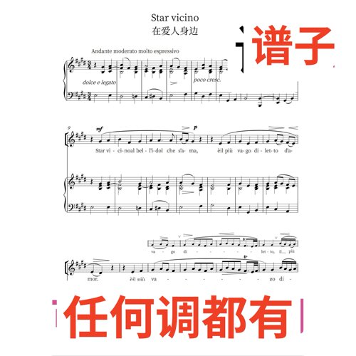 3E 爱人的身旁 Star vicino al bel idol伴奏谱正谱声乐