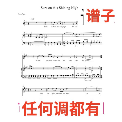 3bB Sure on this Shining Night伴奏谱正谱声乐