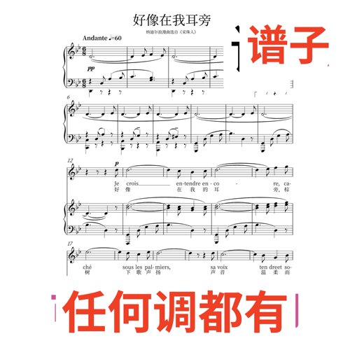 6bB je crois entendre encore伴奏谱正谱声乐