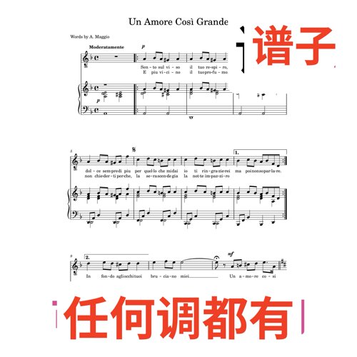4F Un_Amore_Cos__Luciano_Pavarotti伴奏谱正谱声乐