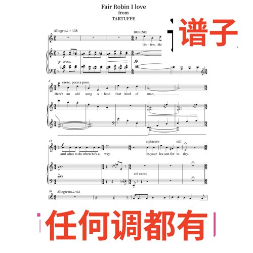 原件C6 Fair Robin I love伴奏谱正谱声乐