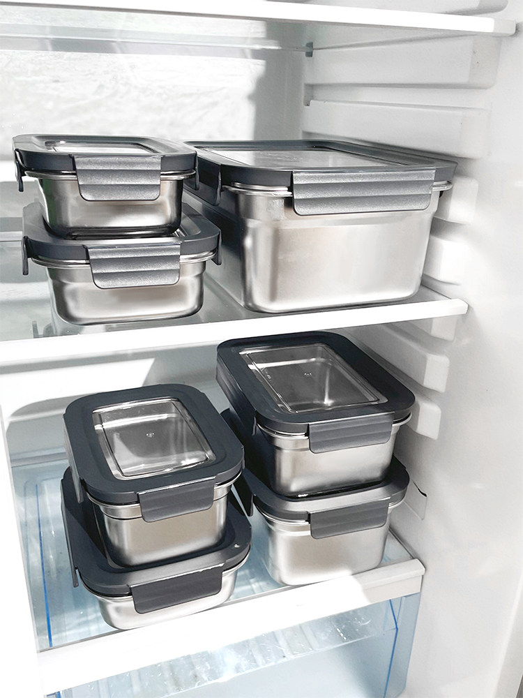 【品质好货】不锈钢304密封保鲜盒水果便当食品级冰箱专用大容量
