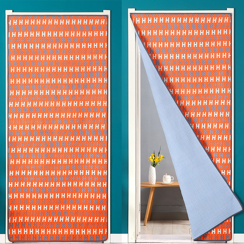 夹棉中式布艺保暖门帘防风家用卧室挡风防空调帘免打孔防尘遮隐私