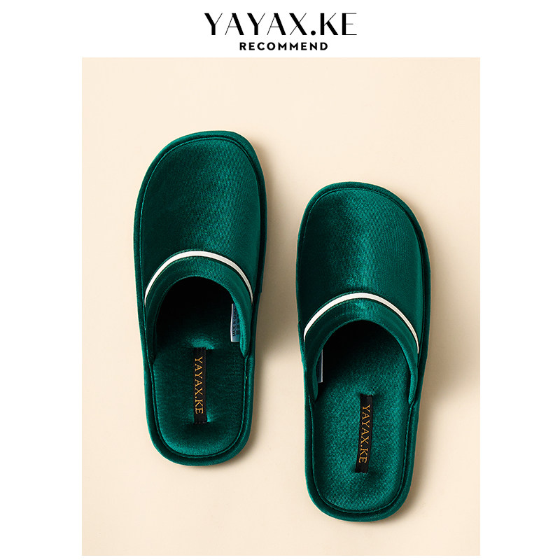 丝绒棉拖鞋女秋冬季高级感居家室内防滑男士家用加绒保暖家居拖鞋