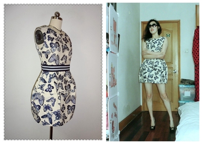 优雅花苞裙提花面料蝴蝶特价