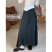 款 孕妇装 春秋冬季 外穿弹力棉高腰a字半身裙针织垂坠宽松显瘦伞裙