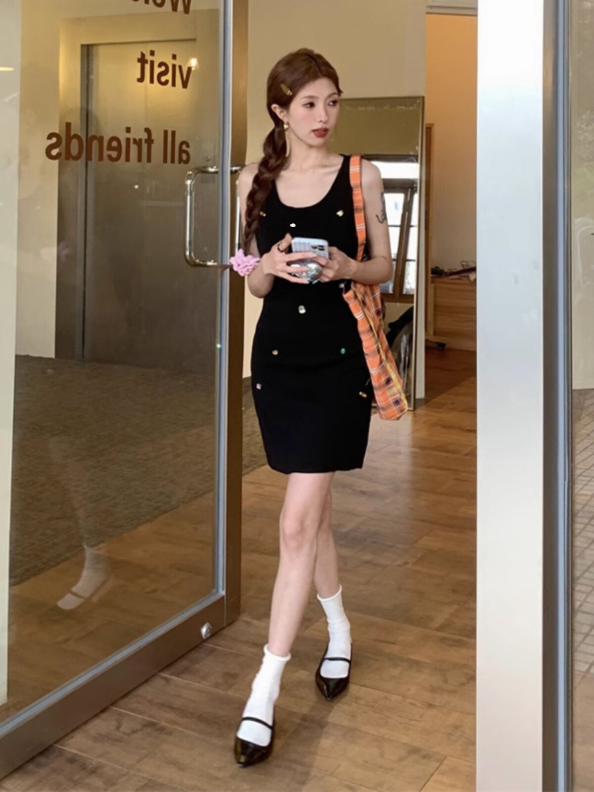 출산복 여름 새 조끼 원피스 핫맘 유넥 중공업 비즈 민소매 A라인 스커트+가디건 투피스 세트