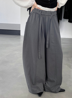 过而歌时髦博主 松弛感天丝高腰弯刀裤阔腿裤遮肉慵懒风长裤 027