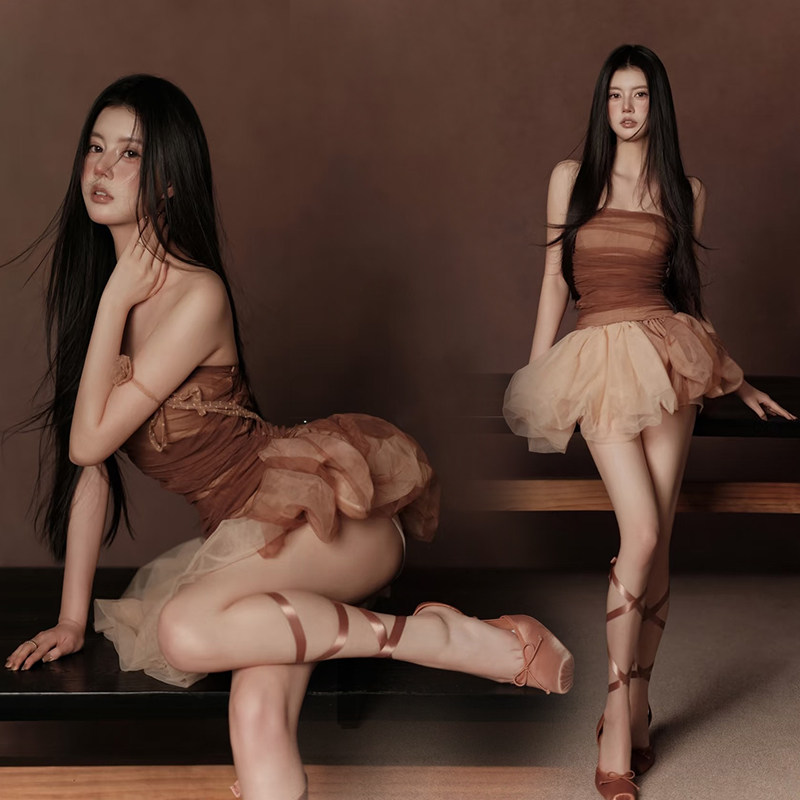 26影楼新款赫本风主题修身公主礼服简约款高级氛围感少女艺术照服