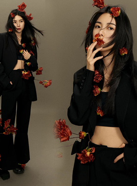 25影楼黑色气质主题拍照个人肖像职业西装新款高级艺术照摄影服装