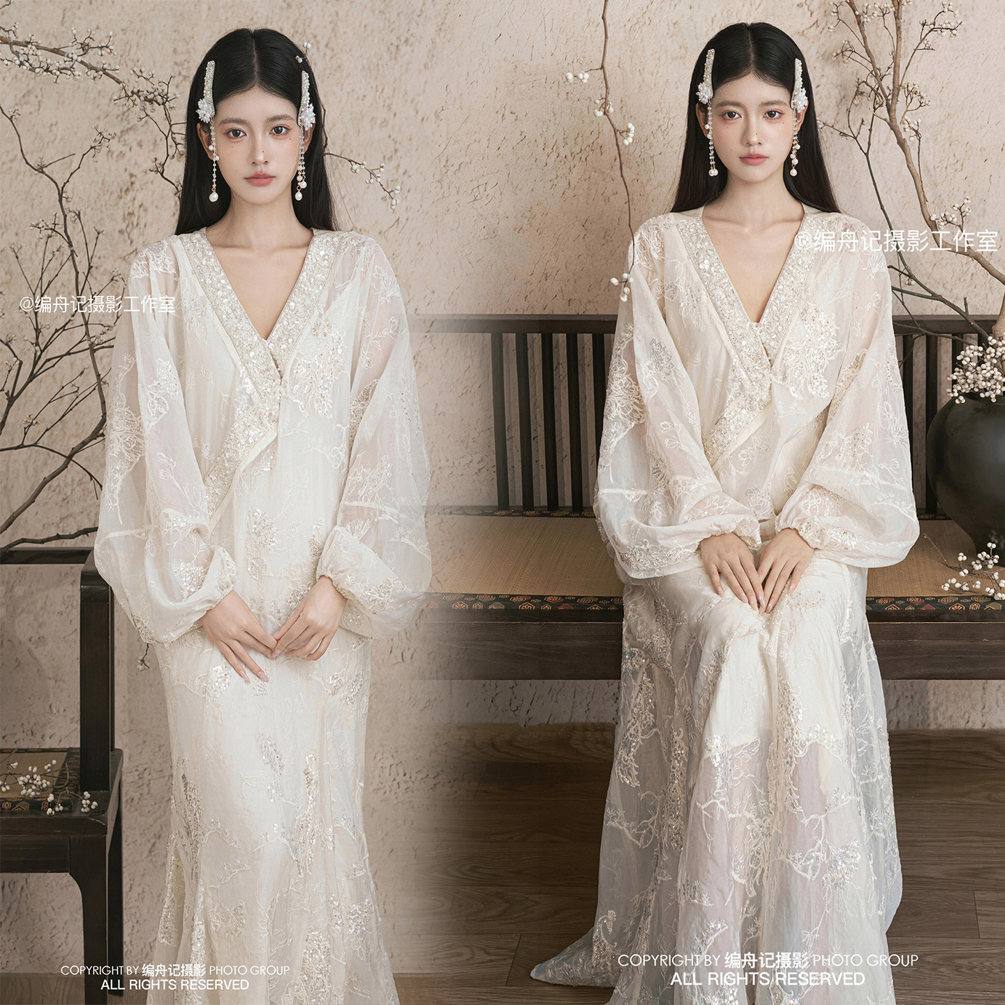 影楼新款中式国风开衫连衣裙清冷法式吊带主题服装气质艺术照摄影