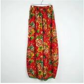 灯笼裤 棉麻水洗东北大花布松紧腰民族风女口袋春秋广场 包边大码