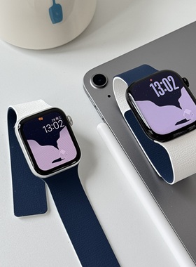 iwatch苹果S11硅胶磁吸双色表带适用苹果S10/9/8运动表带ultra2/1