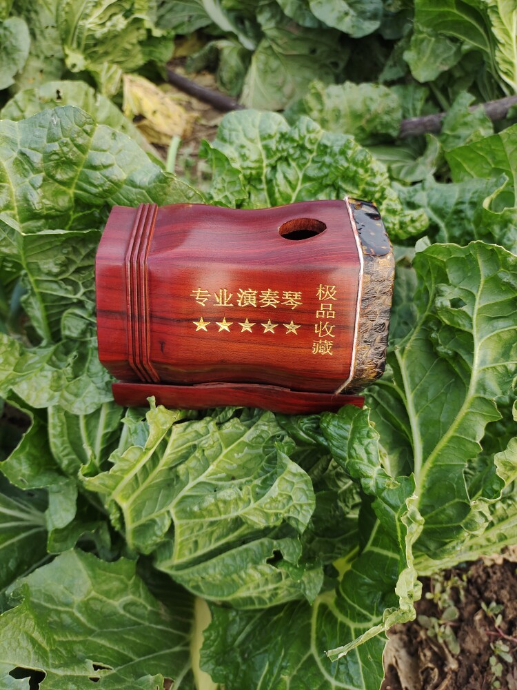小叶紫檀二胡筒带底托厂家直销非洲小叶紫檀筒二胡配件扁孔