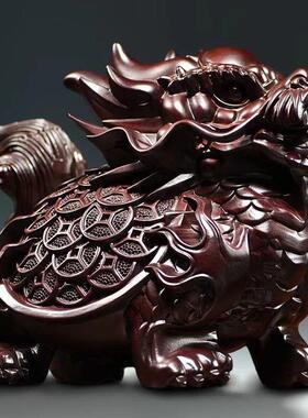 黑檀木雕龙龟摆件实木质龙头龟玄武家居办公室送礼装饰红木工艺品