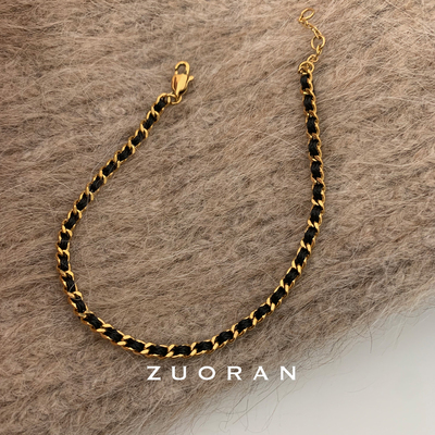 ZUORAN 黑金编织小香风轻奢高级感气质时尚chic气质钛钢手链女