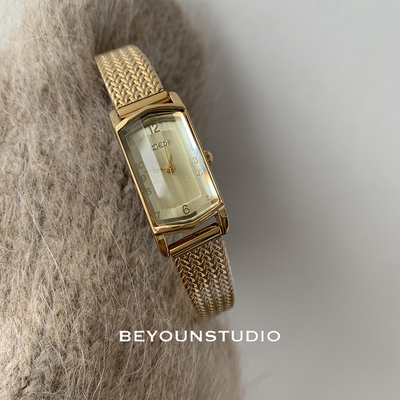 百搭精致气质麦穗带小金表轻奢