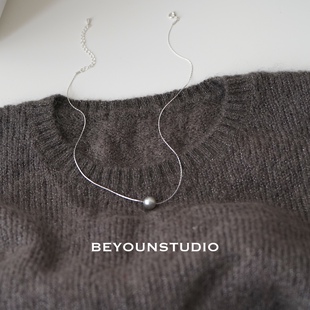 ZUORAN 日韩小众轻奢极细黄铜金丝线一颗大珍珠项链女锁骨链K07