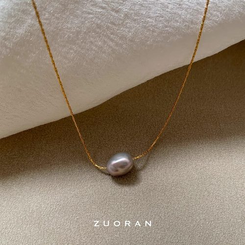 ZUORAN 一颗天然异形珍珠法式复古时尚精致高级感锁骨项链女