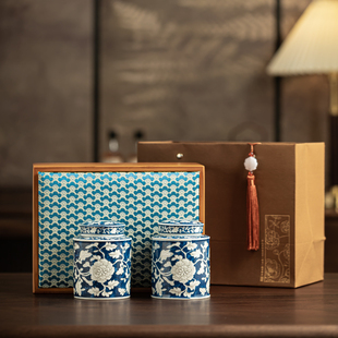 通宇茶叶竹盒双陶瓷罐红茶普洱白牡丹老白茶白毫银针散茶礼盒包装