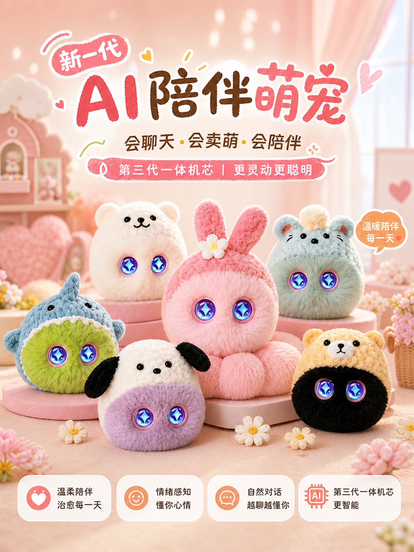 AI intelligent robots, children's bean bags, plush pets, conversa