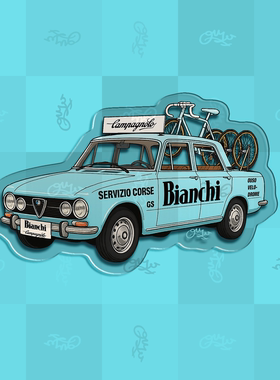 自制Bianchi比安奇车队保障车Alfa Romeo Berlina 1750冰箱贴原创