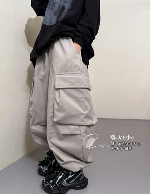 大E小e春秋季儿童工装裤中大童休闲裤男女童宽松长裤潮66101