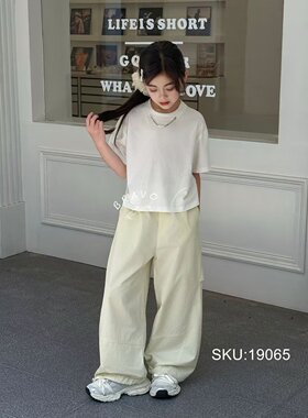 布芮欧夏款儿童长裤中大童休闲直筒裤女童潮120-170码19065