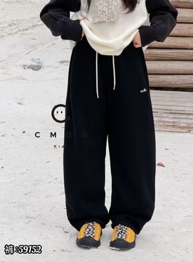 叫我格格2025冬季儿童一体绒运动裤中大童加绒弯刀裤男女童59152