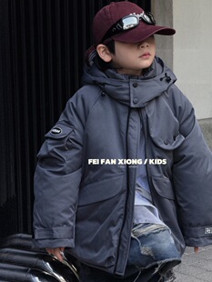 菲凡熊冬款儿童羽绒服中大童连帽羽绒外套男女童上衣