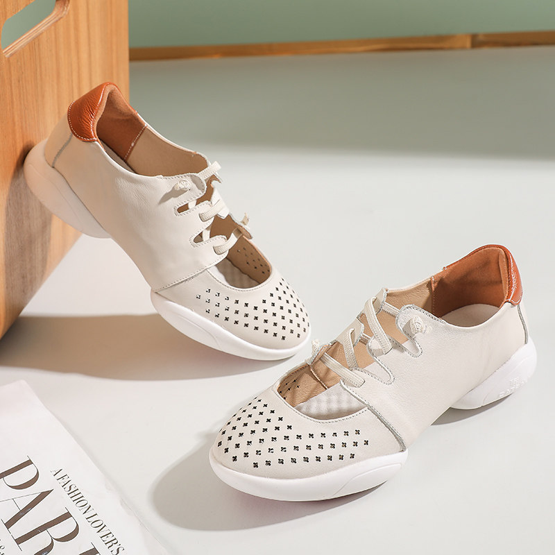 Baotou sandals 2021 soft sole comfortable Real leather shoes mom Hollow Nurse Travel? light motion White Single shoesin the Women's Shoes, Low shoes  category - from Buy2taobao.com to provide professional Taobao agent buy service