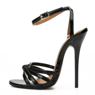 车模夜场年会婚鞋 49码 细交叉带SM大码 红色 细高跟女凉鞋 13cm