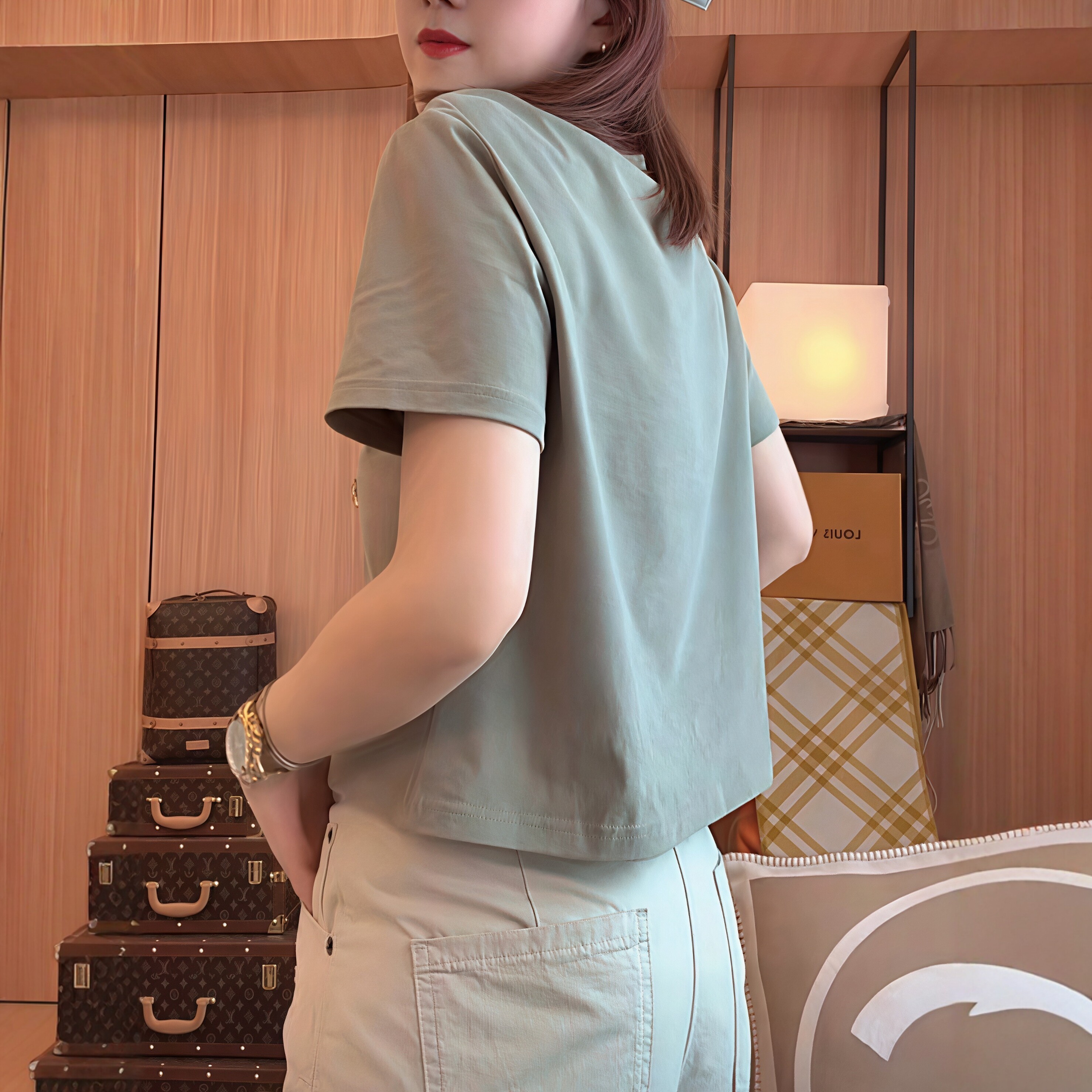 韩系极简风纯色短袖T恤女