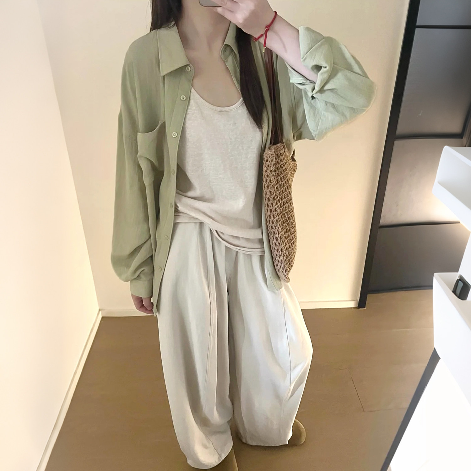 亚麻衬衫女夏薄款长袖上